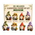 3D beaded gardening gnome DIY kit, 4-piece handmade beaded dwarf figurines set for home decor. - Gardening Gnome
