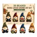 3D Beaded Book Lover Gnome DIY Kit 4-Piece Set Handmade Craft Beaded Figurine Home Decor - Book Lover Gnome