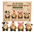 3D beaded farm animal gnome DIY kit, handmade craft set with 4 cute figures for beginners. - Farm Animal Gnome