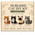 3D beaded cat DIY kit, 4-piece set handmade craft gift for kids and adults over 8. - Tiny Cats B