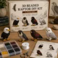 3D beaded raptor DIY craft kit with colorful beads, tools and step-by-step instructions set. - Birds 4-Piece Set