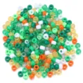 Perles tonneau acrylique grand trou colorées assorties bricolage bracelet bijoux détails - 200pcs/Paquet / Nuances de vert