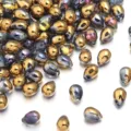 Glass teardrop faceted loose beads, metallic shiny DIY handmade jewelry accessories - Rose Red Half Gold