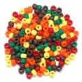 Perles barils en acrylique colorees accessoires de bijoux DIY pour bracelets faits a la main. - 200pcs/Paquet / Palette rouge, jaune et verte