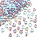 Iridescent crystal glass heart beads faceted loose beads for DIY handmade jewelry bracelets. - Phantom Purple