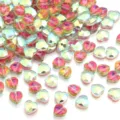 Iridescent glass crystal heart beads faceted loose beads for DIY handmade jewelry accessories - Red and Green