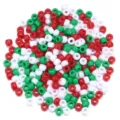 Perles tonneau en acrylique colore pour bracelets DIY colliers et accessoires de fete de Noel. - 200pcs/Paquet / Palette de Noël unie