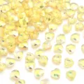Iridescent glass crystal heart beads faceted peach loose beads detail for handmade DIY jewelry - Bright Gold