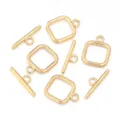 Gouden roestvrijstalen toggle sloten detail voor DIY handgemaakte sieraden kettingen maken - Gladde Afgeronde Vierkante Knebelversluiting / 1 set / Goud