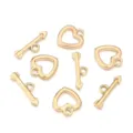 Roestvrijstalen hart en pijl OT sluitingen voor DIY sieraden maken ketting armband. - Gladde Hart Knebelversluiting / 1 set / Goud