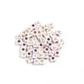 White square acrylic alphabet beads with gold letters, ideal for DIY bracelets and jewelry. - 4.5mm / 100 Pieces Set / Letter A