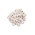 White acrylic square beads with gold letter B for DIY bracelet making and jewelry parts. - 4.5mm / 100 Pieces Set / Letter B
