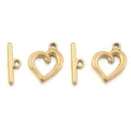 Gouden Roestvrij Staal OT Toggle Sluitingen Hartvorm Ketting Armband Sieraden Maken - Holle Hart Knebelversluiting