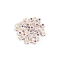 Square white acrylic loose beads with gold letter G design for DIY bracelet and jewelry making. - Letter G / Outer Diameter Approx. 4.5mm, Hole Diameter Approx. 2mm