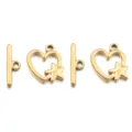 Roestvrijstalen hart en ster OT toggle sluiting DIY sieraden armband ketting goud 2st - Hart Ster Knebelversluiting