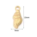 Gold stainless steel angel wing pendant charm for DIY necklace bracelet jewelry making accessories - 2 Pcs/Set / Gold Conch