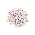 Acrylic square white base golden letter K loose beads for DIY bracelets and jewelry making. - Letter K / Outer Diameter Approx. 4.5mm, Hole Diameter Approx. 2mm