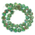 Green heart millefiori glass beads for DIY handmade bracelets, colorful floral charm jewelry. - Length approx. 35cm, Size 10mm, Hole 1mm (approx. 35 Beads) / Green