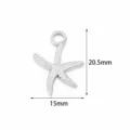 Stainless steel starfish charm pendant steel color DIY jewelry accessory 15x20.5mm piece - 2 Pcs/Set / Steel Color Small Starfish