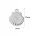 Stainless steel shell charm pendant 19x16mm DIY jewelry making accessory necklace component - 2 Pcs/Set / Steel Color Scallop