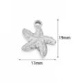 Stainless steel starfish pendant charm, marine animal DIY jewelry accessory part. - 2 Pcs/Set / Steel Color Big Chubby Starfish