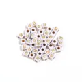 White acrylic square loose beads with gold letter R for DIY craft bracelet jewelry making. - Letter R / Outer Diameter Approx. 4.5mm, Hole Diameter Approx. 2mm