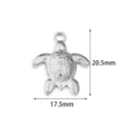 Stainless steel sea turtle charm pendant DIY jewelry accessory, size 20.5x17.5mm for necklace - 2 Pcs/Set / Steel Color Big Turtle