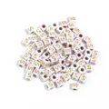 Acrylic square white beads with gold S letter, perfect for DIY bracelets and jewelry making. - Letter S / Outer Diameter Approx. 4.5mm, Hole Diameter Approx. 2mm