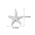 Stainless Steel Starfish Pendant DIY Jewelry Charm Accessories Size 23.5x21.5mm. - 2 Pcs/Set / Steel Large Starfish