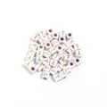 Acrylic square white letter T beads, gold print loose bead for DIY jewelry making bracelets. - Letter T / Outer Diameter Approx. 4.5mm, Hole Diameter Approx. 2mm