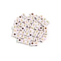 Acrylic square white beads with gold letter X, DIY charm bracelet jewelry making accessories 100pcs - White Letter X / Outer Diameter Approx. 4.5mm, Hole Diameter Approx. 2mm