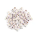 White acrylic square beads with gold letter Y, perfect for DIY jewelry making and bracelets. - Letter Y / Outer Diameter Approx. 4.5mm, Hole Diameter Approx. 2mm