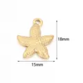 Gold stainless steel starfish charm pendant DIY jewelry making accessory sized 18x15mm - 2 Pcs/Set / Gold Chubby Starfish