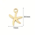 Gold stainless steel starfish pendant charm for DIY jewelry making necklace and bracelet 20.5x15mm - 2 Pcs/Set / Golden Small Starfish
