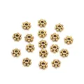 Antique bronze flower alloy spacer beads detail shot, perfect for DIY jewelry making. - Snowflake Pattern Style / OD 4mm Hole 1mm (200 Pcs/Pack) / Antique Gold