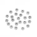 Antique silver alloy flower spacer beads for DIY jewelry making craft detail shot display. - Snowflake Pattern Style / OD 4mm Hole 1mm (200 Pcs/Pack) / Antique Silver