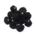 20mm black teddy fur pom pom pendant lamb wool ball DIY jewelry bag earring accessories - 20 Pieces Set / Black