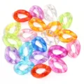 Detail view of colorful glitter acrylic open loop chain links for DIY jewelry accessories. - High Transparent Glitter Mixed Color / 30mm (1 Piece)
