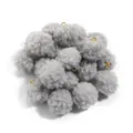 20mm Grey Teddy Fur Pompom Charms with Gold Loops for DIY Jewelry Earring and Bag Accessories - 20 Pieces Set / Gray