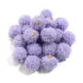 20mm plush pom pom charms with metal loops for handmade DIY jewelry earrings bag accessories. - 20 Pieces Set / Purple