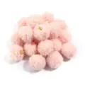 Pink teddy fleece pom pom charms with gold loops, perfect for DIY earrings and bag accessories. - 20 Pieces Set / Light Pink