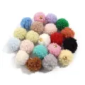 20mm fluffy teddy fleece pom pom charms with gold loops for DIY jewelry bag earrings - 20 Pieces Set / Multicolor
