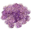 Harz goldgeränderte Rosenperlen Detailansicht für DIY handgemachte Schmuckherstellung - 30 Stück/Packung (1.9cm Durchmesser) / Transparente lila-goldene Rosen