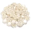 Detailansicht von Kunstharz Barock Rosen Perlen mit Goldkanten für DIY Schmuckbasteln - 30 Stück/Packung (1.9cm Durchmesser) / Perlfarbene Rosen mit Goldrand