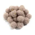 Fluffy teddy fur pom pom charms with gold loops for DIY jewelry, bag pendants, and earrings. - 20 Pieces Set / Light Coffee