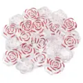 Transparente Harz-Rosenperlen mit roten Linien, ideal für DIY handgemachte Ohrringe und Haarnadeln. - 30 Stück/Packung (1.9cm Durchmesser) / Transparentes Weiß + Rosen mit rotem Rand