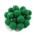 Green fuzzy pom pom pendants with loops, fluffy teddy fur charms for DIY handmade earrings bags. - 20 Pieces Set / Dark Green