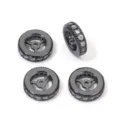 Perline distanziatrici nere a forma di ruota zircone rame bracciale DIY accessori - Diametro Esterno 6mm Foro 1mm (5 Pz/Pacco) / Canna di Fucile Zirconia Bianca