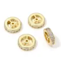 Perline distanziatrici a ruota placcate in oro con zircone cubico per creazione gioielli fai da te. - Diametro Esterno 6mm Foro 1mm (5 Pz/Pacco) / Zirconia Bianca Oro