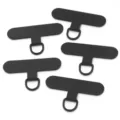 Universal phone lanyard patch 5pcs black mobile phone tether tabs with metal D-ring for strap. - Classic Black